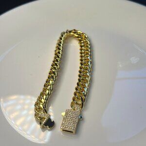 Kingpin Cuban Bracelet: 14k Gold-Filled with Iced Box Clasp – Heavy Links